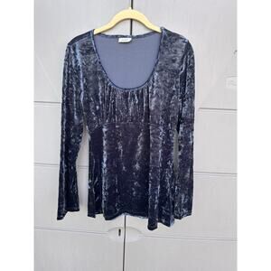 VTG Crushed Velvet Fairy Grunge Y2K Babydoll Top Long Flared Sleeves Sz L READ